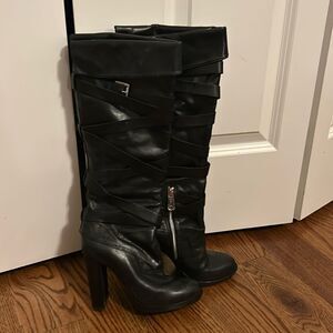 Michael Kors Women's Greenwich Tall Belted Knee High Riding Boots Size 5.5